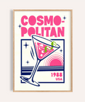 Cosmopolitan Cocktail Art Print with Pink and Blue for kitchen wall art