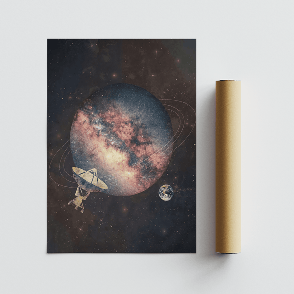 Cosmic Art Print, Black and Purple, art print for den decor