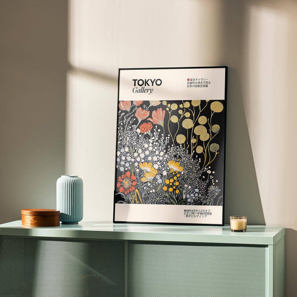 Artistic vintage Japanese wall art inspired by floral themes