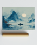 Zen Wall Art Print for minimalist living room decor in Blue hues
