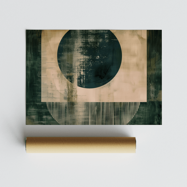 Abstract Geometric Poster with graphic Green and Beige, perfect for study