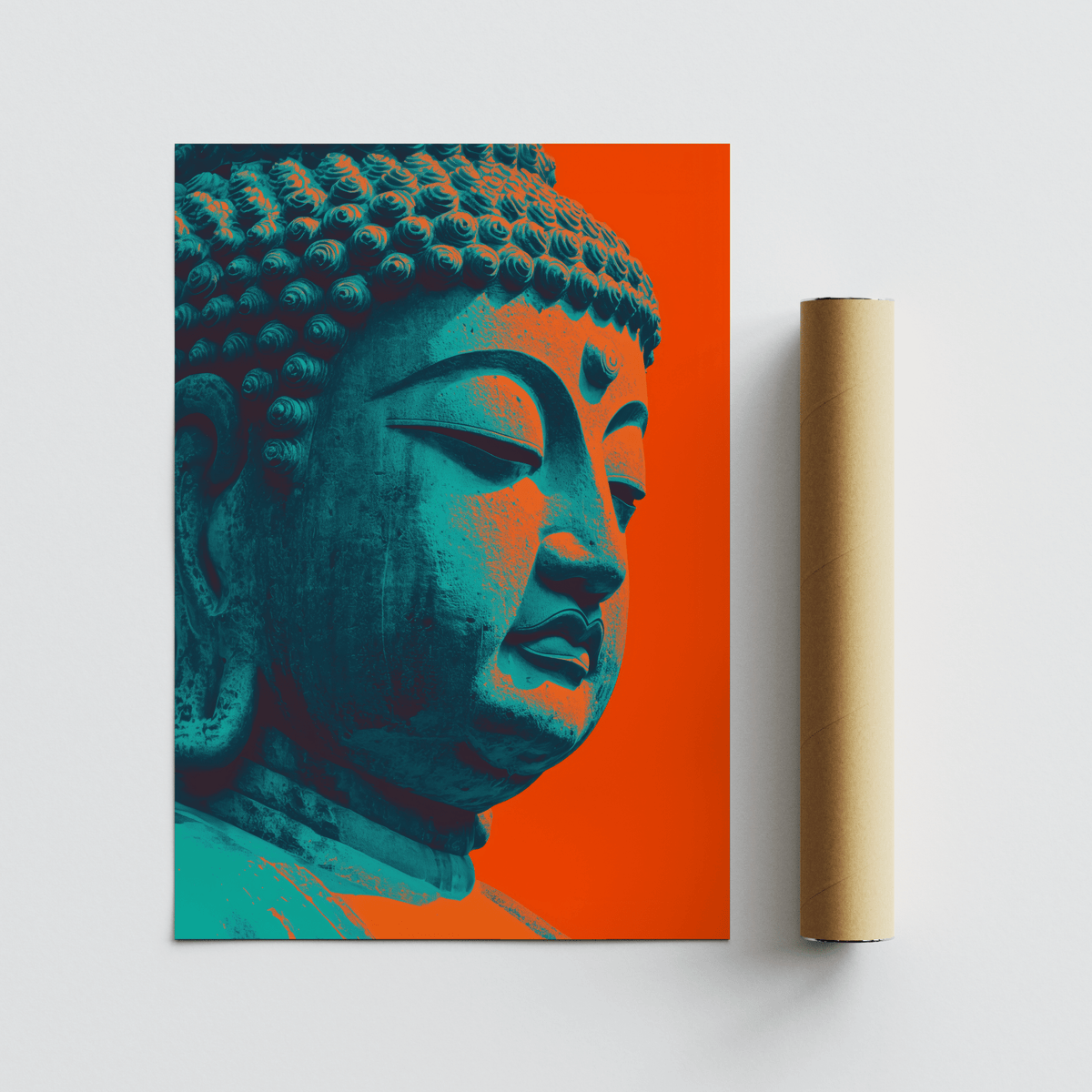 Buddha Wall Art blue and red colors, bedroom decor art print