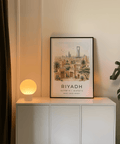 Foreground courtyard buildings and palms in Riyadh Cityscape Wall Art poster