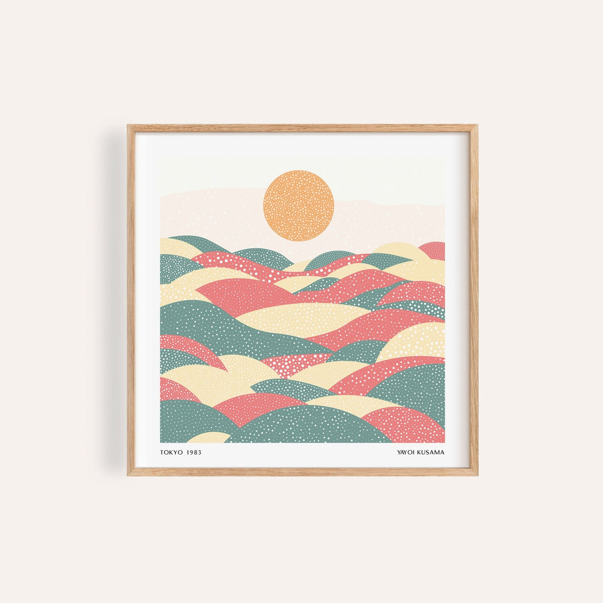 Soft pastel abstract artwork inspired by Yayoi Kusama's dotted style