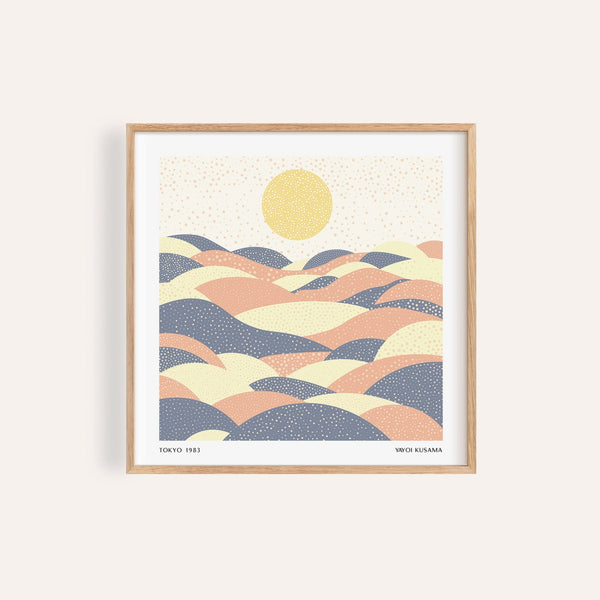 Pastel wall art featuring soft hues and dotted textures