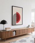 Abstract Modern Print black and red for minimalist hallway wall art