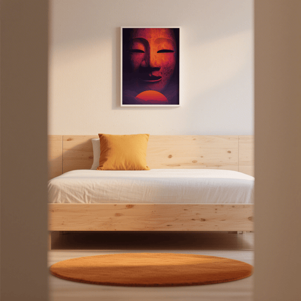 Children’s room accent using Dreamy Mask Wall Art print in purple