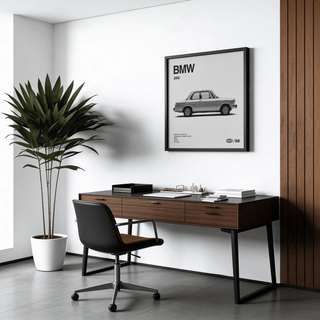 BMW Car Print wall art, classic Black and White, garage decor