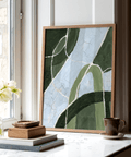 Green and Blue Art wall art in soothing greens and blues for bedroom