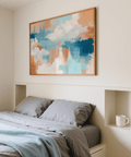 Modern wall art Abstract Cloud Print in Gold, Orange, and White for office