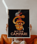 Vintage Campari Print poster for dining room in bold Orange colors