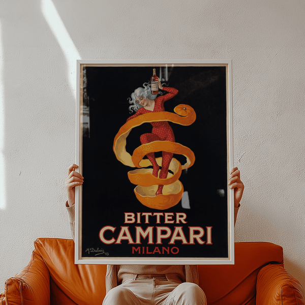 Vintage Campari Print poster for dining room in bold Orange colors