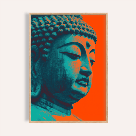 Buddha Wall Art in blue and red for meditation room print