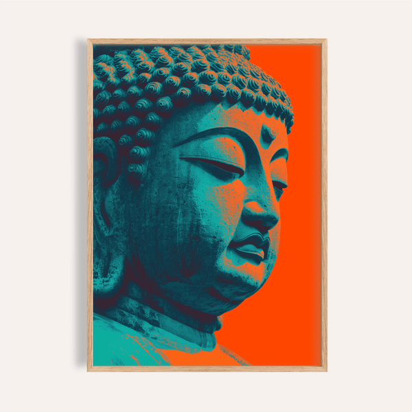 Buddha Wall Art in blue and red for meditation room print
