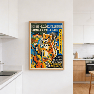Typography-focused Colombian Music Art Print with “Festival Folclórico Colombiano” headline