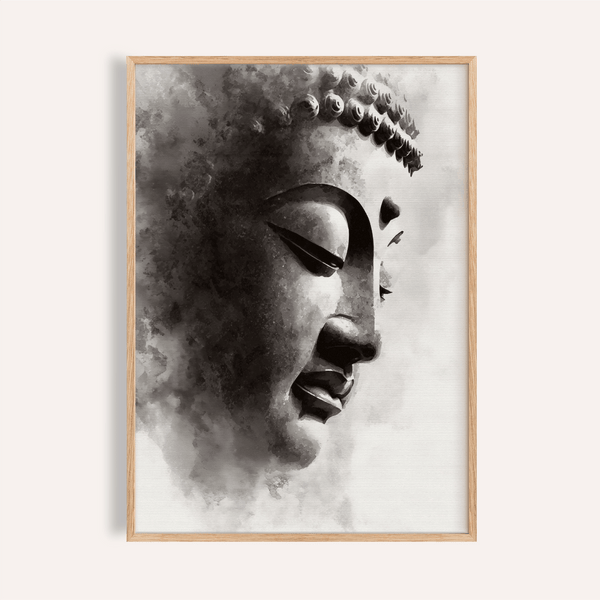 Black and White Buddha Print for living room, black, white wall art