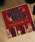 Soul Blues Festival Art wall art in Red, Blue, Beige for office decor