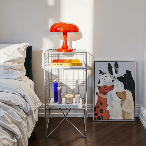 Colorful Dog Poster art print with Beige tones for hallway display