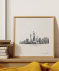 Monochrome Statue of Liberty print New York City skyline square format
