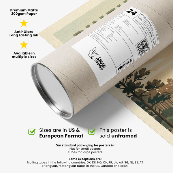 Detailing Pinehurst No. 2 poster print showing sand areas, low shrubs, and a distant golfer figure