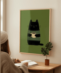 Grumpy Cat Wall Art featuring green and black, hallway poster