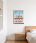 Corner crop of illustrated tower and roof pattern on Brussels Grand Place architectural wall art poster