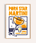 Porn Star Martini Print with Orange and Blue for kitchen wall art