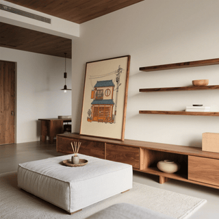 Japanese Style Art Print featuring Beige, Orange in kitchen wall decor