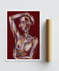Contemporary Figure Art print with abstract painted figure and lifted arm