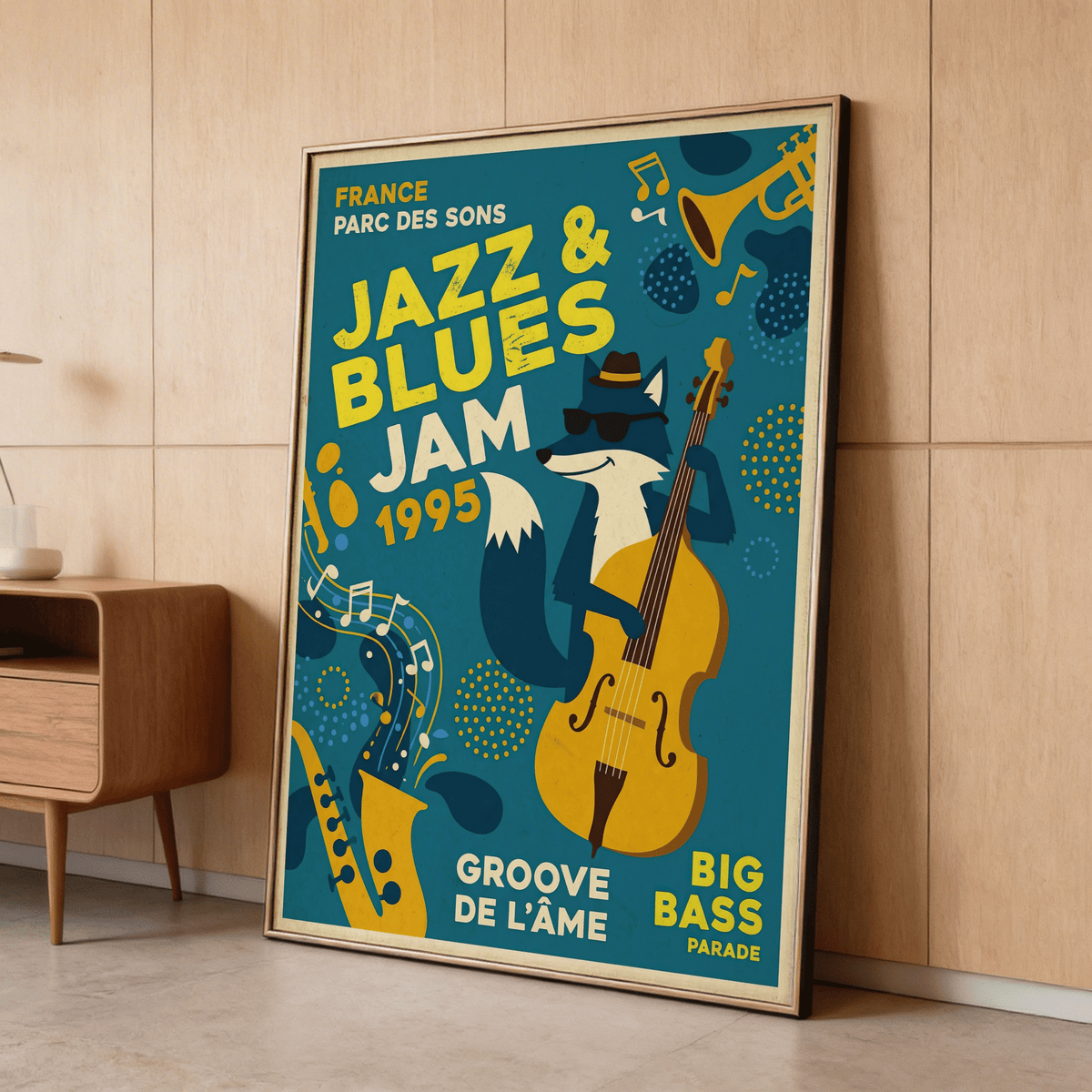 Blues Concert Print detail of JAZZ BLUES JAM 1995 headline typography