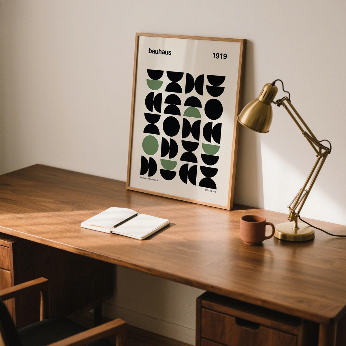Framed gallery print displayed in a contemporary hallway setup.