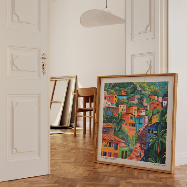 Colombia Art Print featuring street life, color, and movement in Medellín.