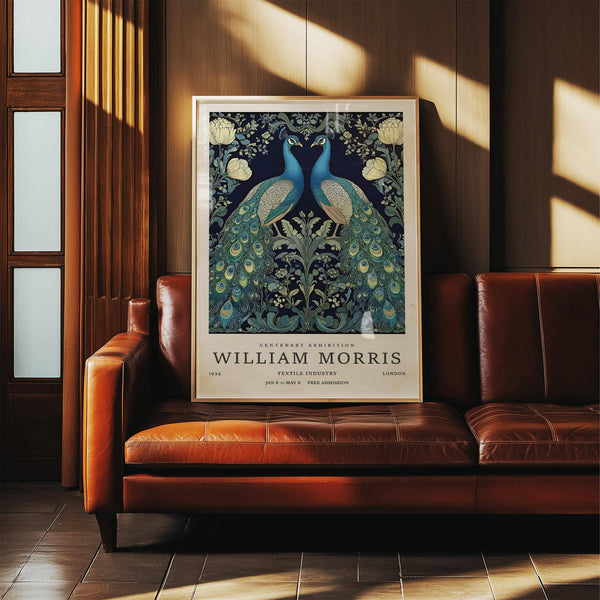 Elegant large peacock wall art with botanical theme for traditional interiors