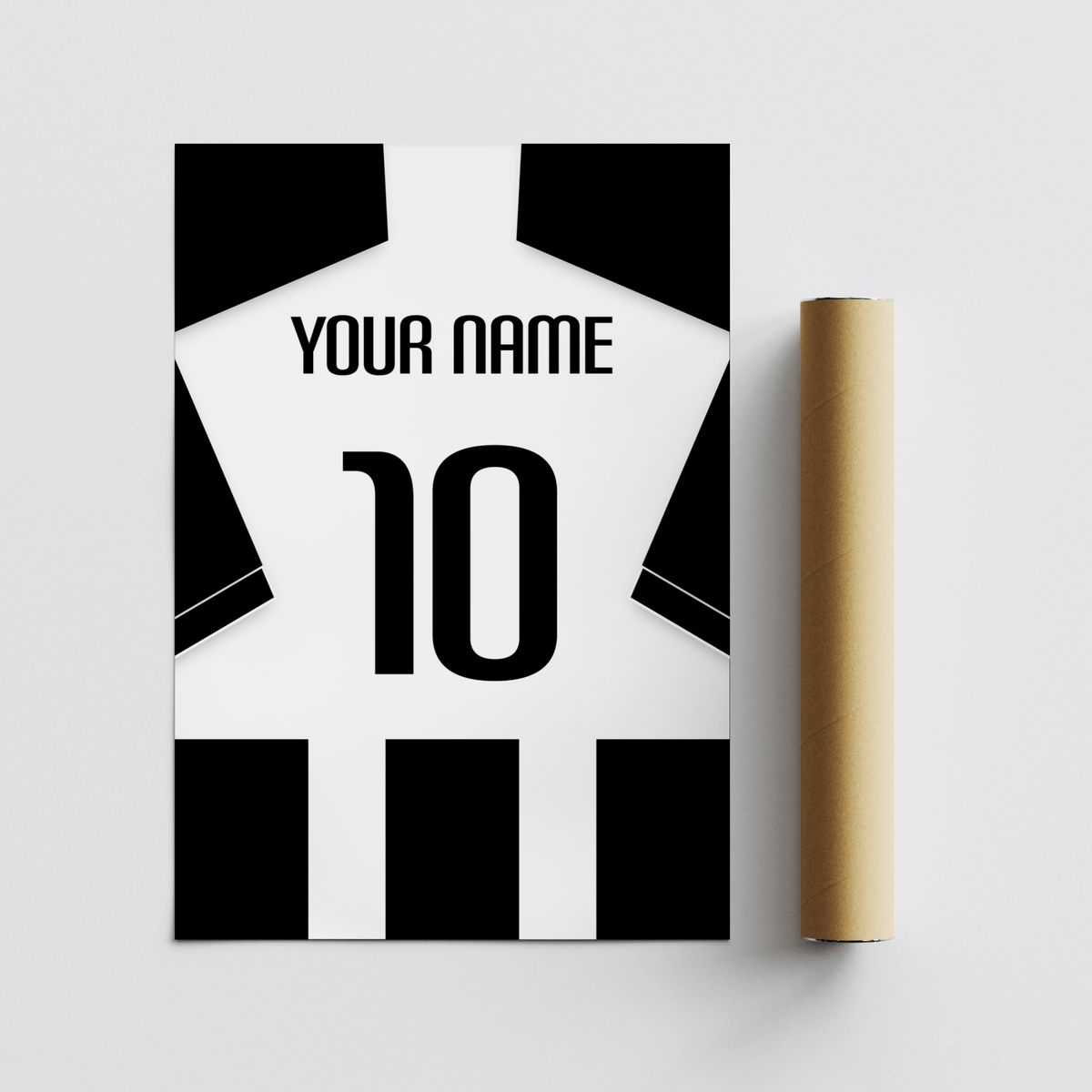 Close-up wall art print of jersey design with large numerals and clean negative space