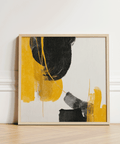 Eye-catching Abstract Black and Yellow Art for dining area in yellow and black
