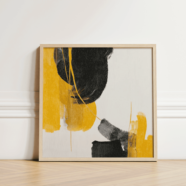 Eye-catching Abstract Black and Yellow Art for dining area in yellow and black