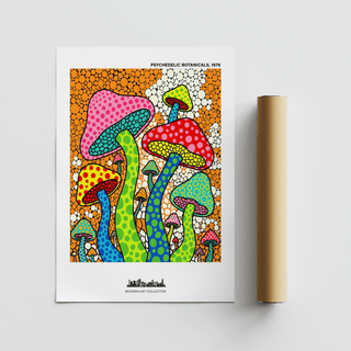 Psychedelic Mushroom Art Print featuring dotted mushrooms in a poster format