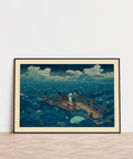 Traditional Japanese bridge scene wall art for calm interior decor