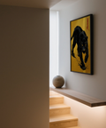 Panther Art Print showing black panther in yellow for study room wall art