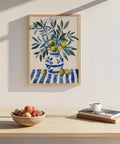 Botanical olive tree wall art with expressive brushwork and Mediterranean tones.