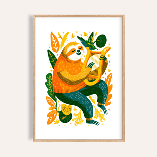 Sloth Art Print multicolored wall art for children's bedroom