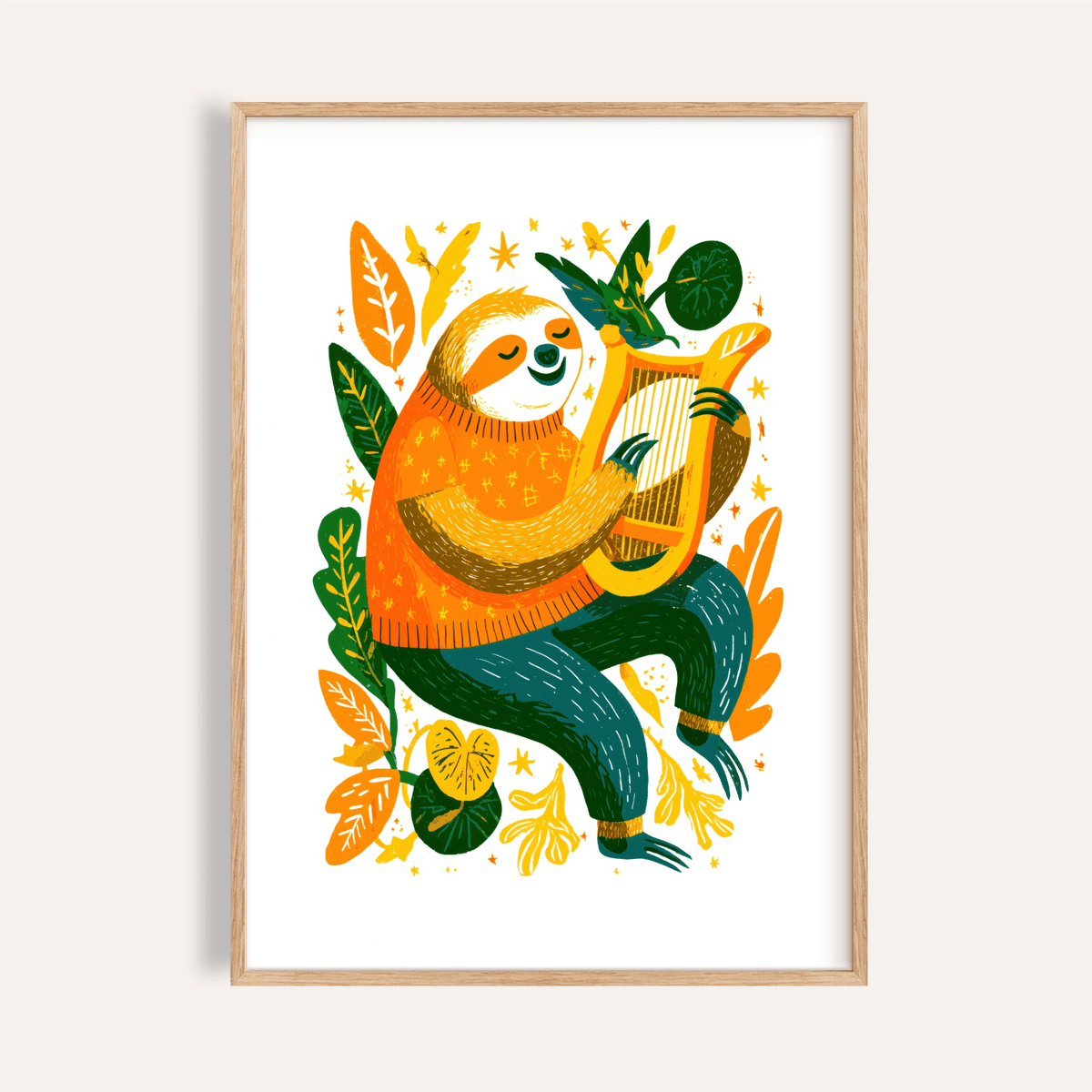 Sloth Art Print multicolored wall art for children's bedroom