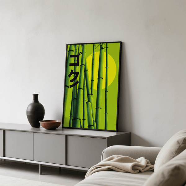 Bathroom decor Green Bamboo Print with green hues, wall art format