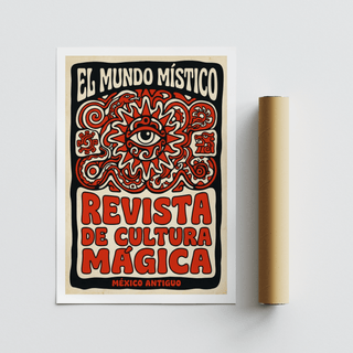 Red and Black mystic eye wall art print with ornamental border