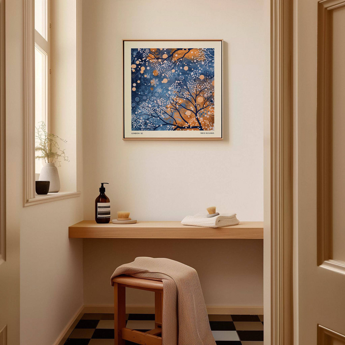 Nature-inspired winter scene wall art in square composition