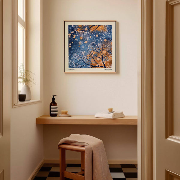 Nature-inspired winter scene wall art in square composition