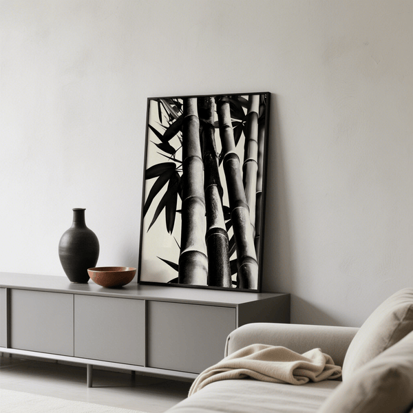 Scandinavian décor with Bamboo Black and White Print for study