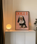 Chihuahua Nun Costume Art print ideal for gallery wall, Red accent, living room