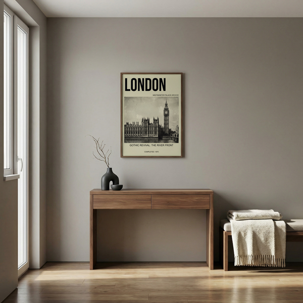 Westminster Palace and clock tower wall art print in Black and White