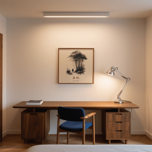 Modern living room wall art featuring Asian Ink Art in Gray and White